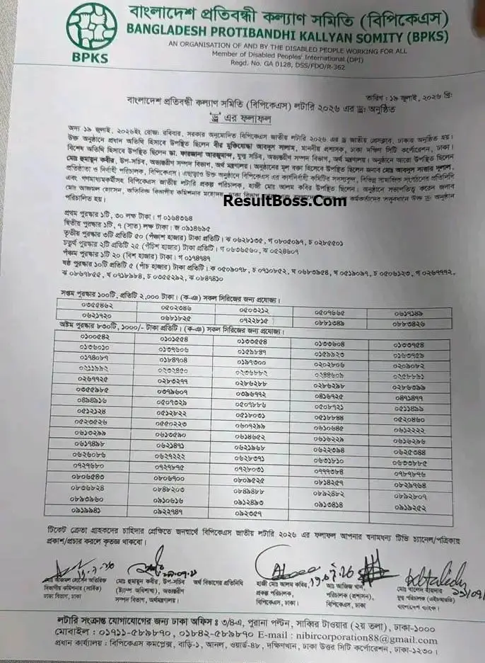 BPKS Lottery Result 2026